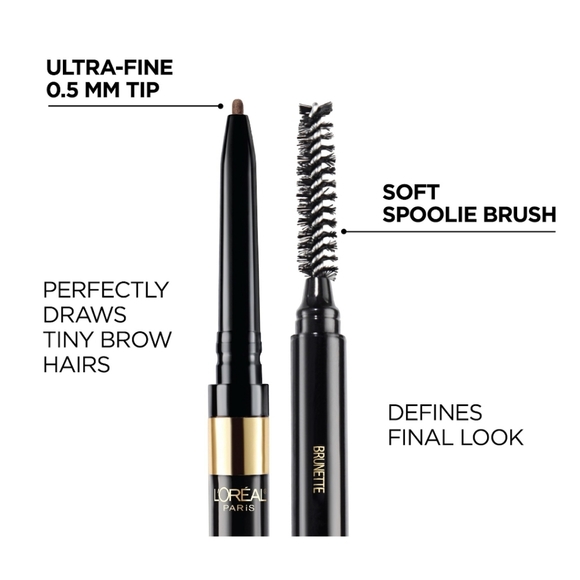 ⭐4/$15 Loreal Paris Brow Stylist Definer Waterproof Eyebrow Pencil Soft Black - Picture 9 of 12